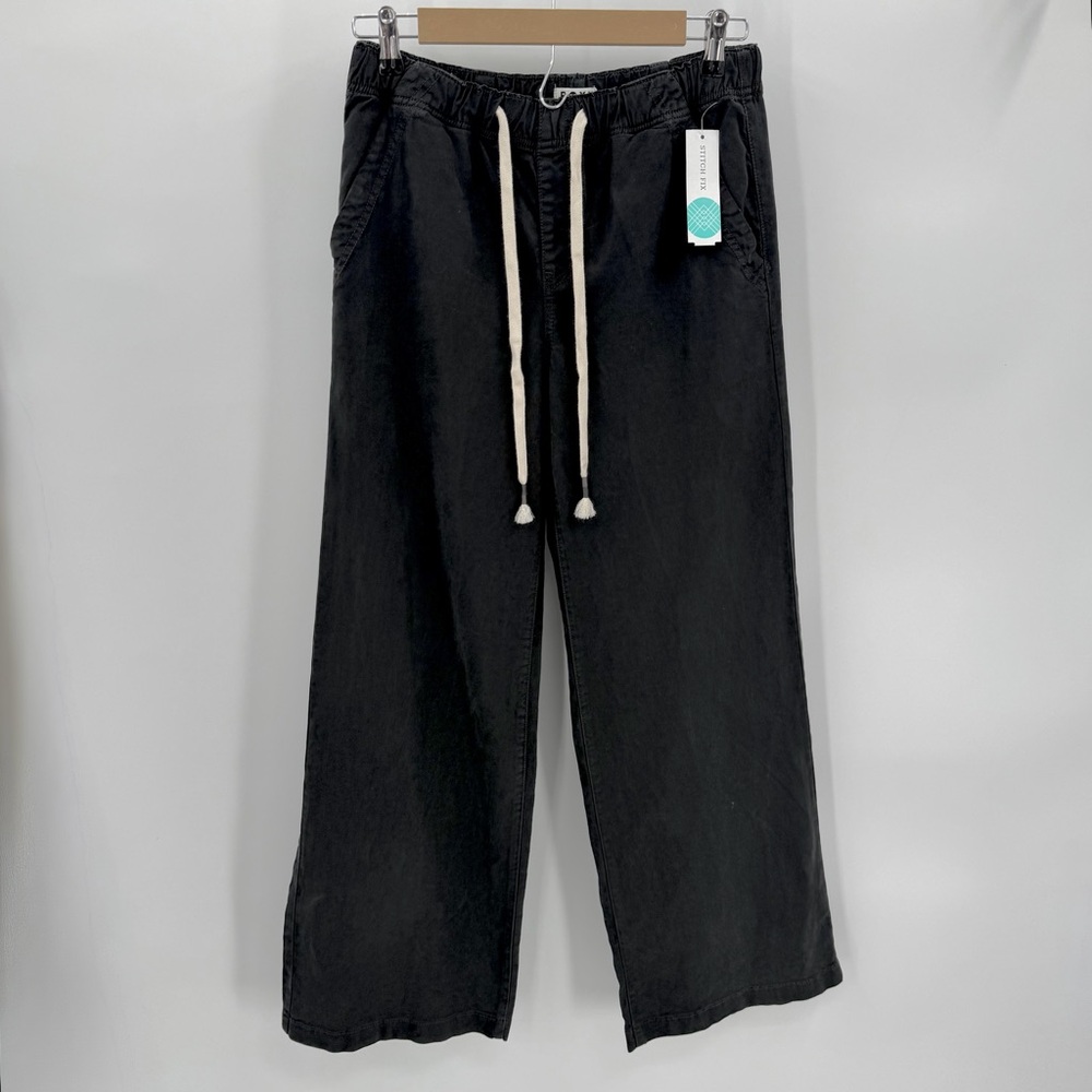 ROXY Pants Women’s S Black Sunset View Wide Leg Drawstring Pull On Pockets NWT
